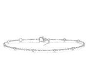 1/6 Ctw Circular Mount Round Cut Diamond Station Bracelet in 10K White Gold
